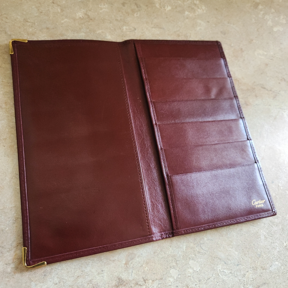 Cartier Vintage Bordeaux Bifold Wallet/ Checkbook - Picture 3 of 14